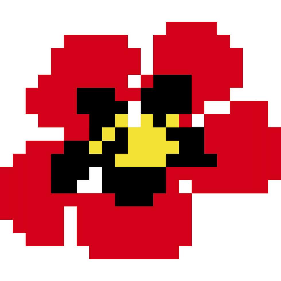 rouge fleur dessin animé icône dans pixel style vecteur