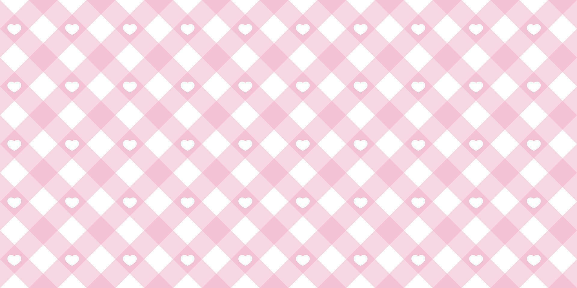 vichy cœur diagonale sans couture modèle dans rose pastel couleur. vichy plaid conception pour Pâques vacances textile décoratif. vecteur à carreaux modèle pour en tissu - pique-nique couverture, nappe de table, robe, serviette de table.