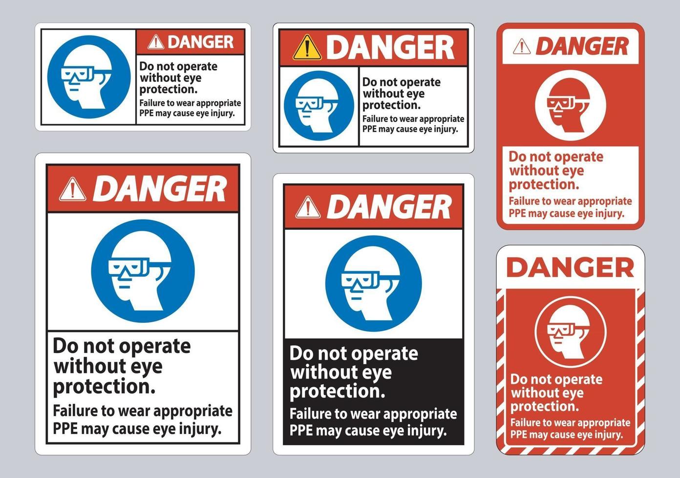 signe de danger n'entrez pas sans porter une protection oculaire, des dommages visuels peuvent en résulter vecteur