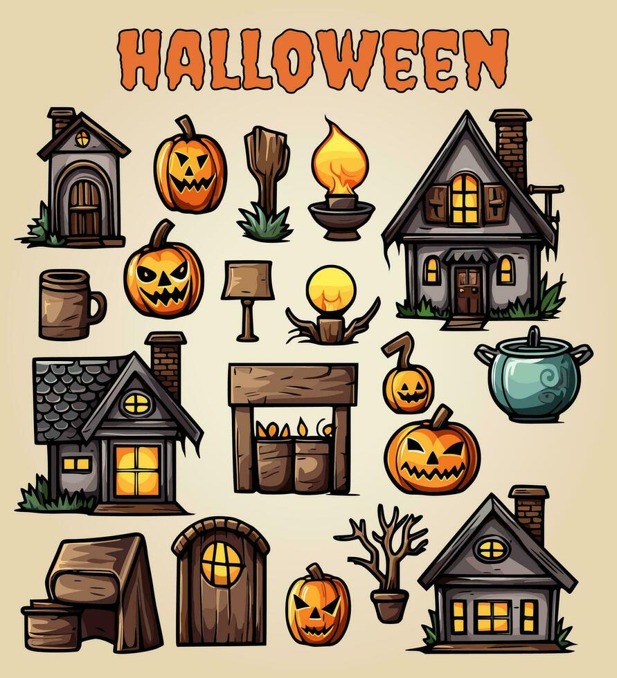 Halloween collection effrayant vecteur des illustrations 11