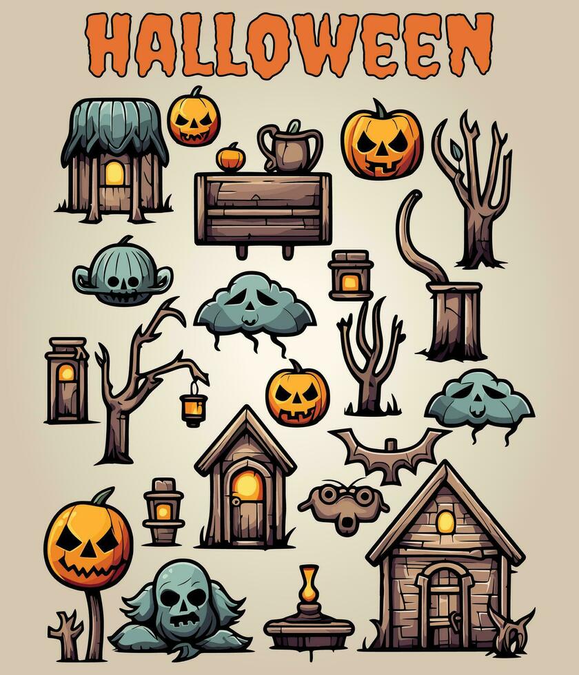 Halloween collection effrayant vecteur des illustrations 13