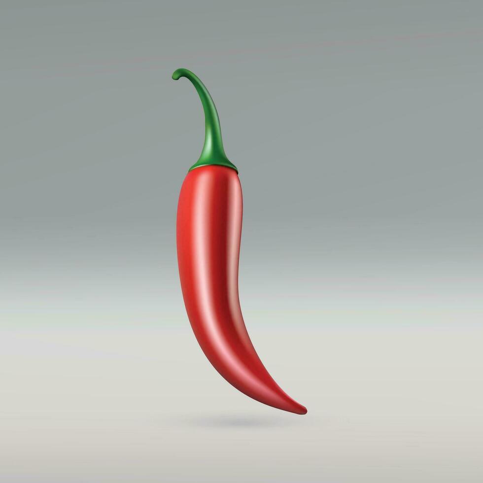 3d réaliste rouge chaud Naturel le Chili poivre, isolé image vecteur