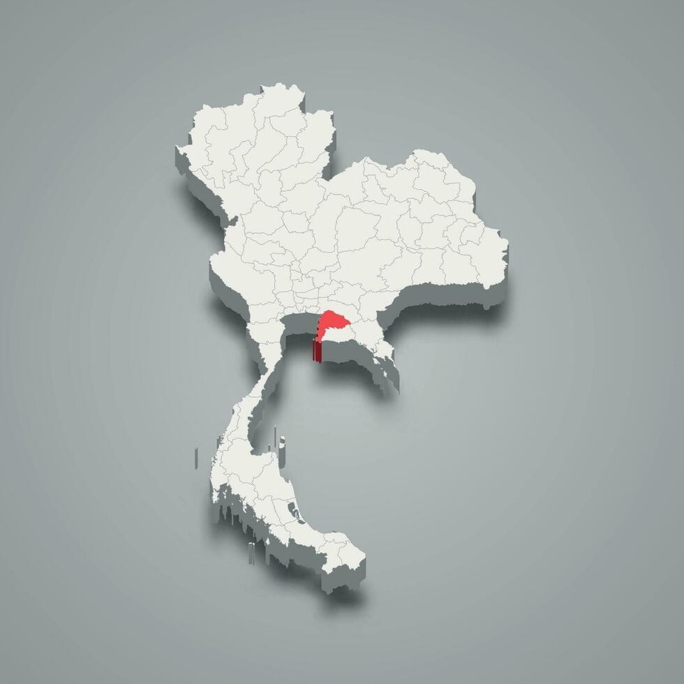 chonburi Province emplacement Thaïlande 3d carte vecteur