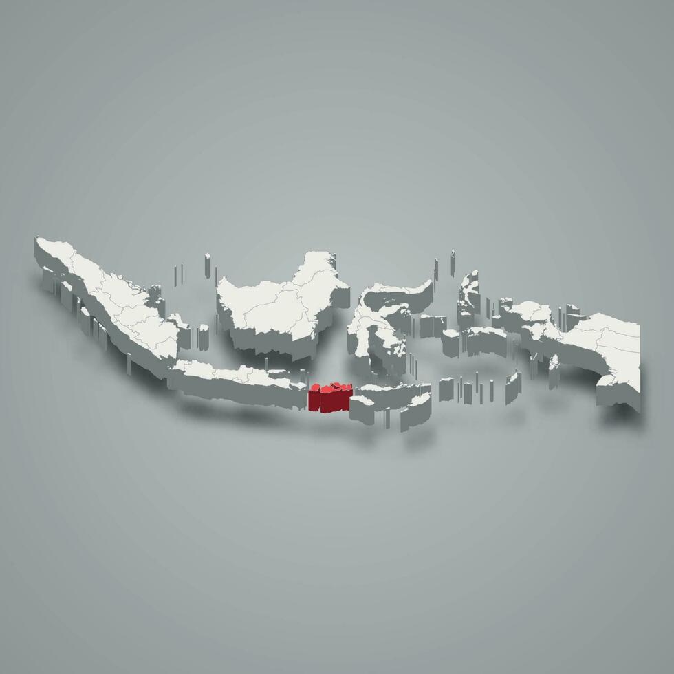 Ouest Nusa tenggara Province emplacement Indonésie 3d carte vecteur