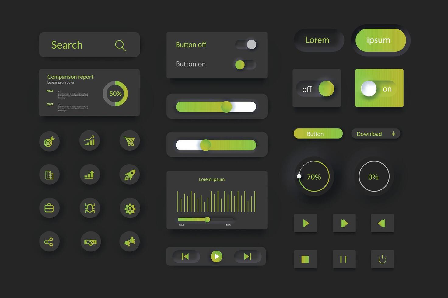 ui ux trousse conception élément avec réel vue et laissez tomber ombre effet vecteur