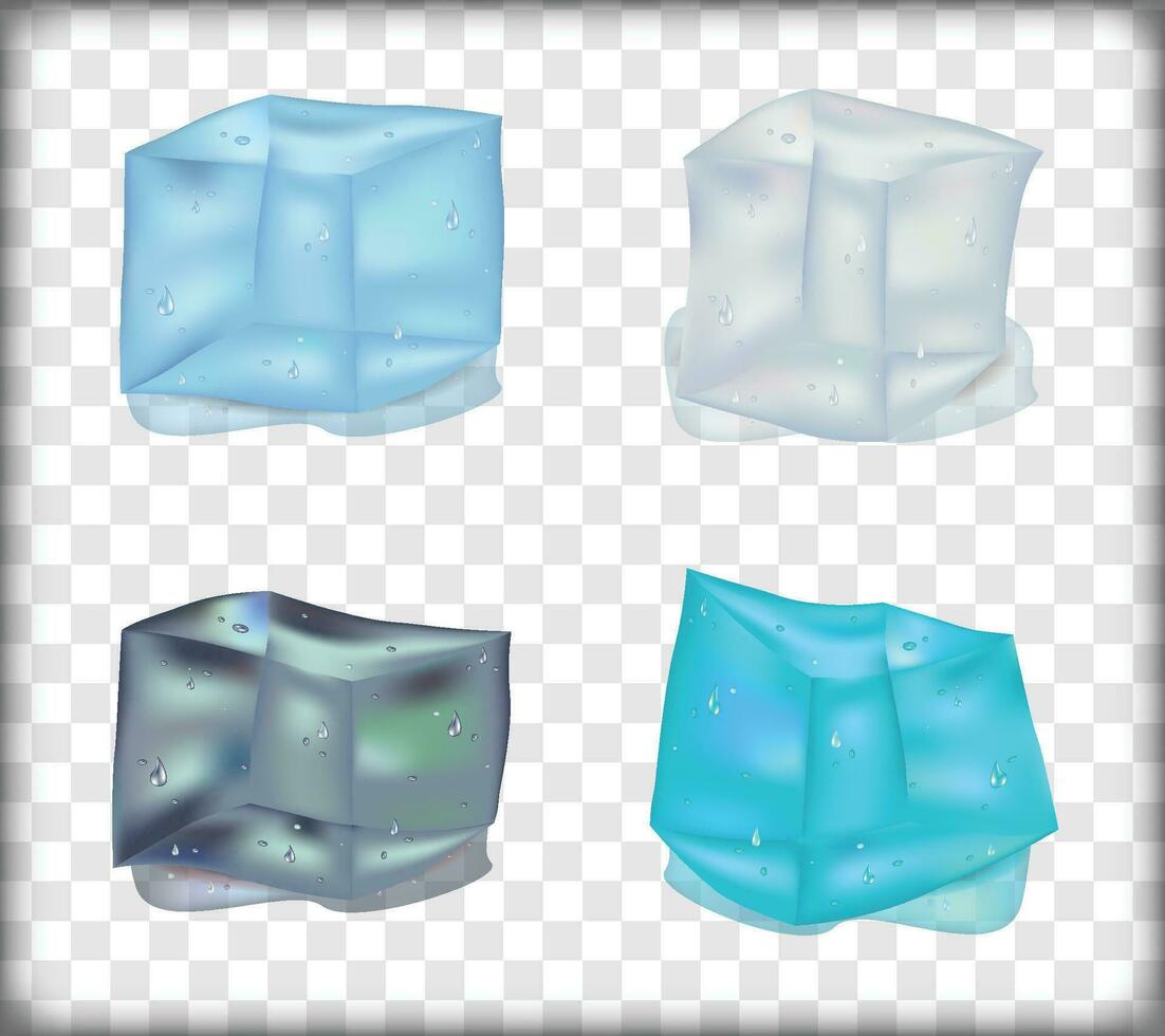 ensemble de vecteur des illustrations de fusion réaliste style coloré la glace cubes