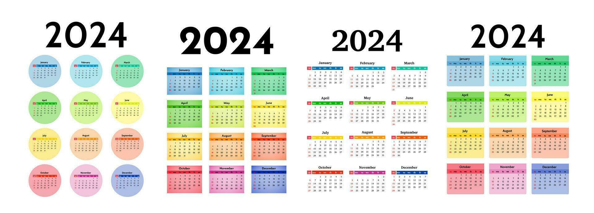 calendrier pour 2024 isolé sur une blanc Contexte vecteur