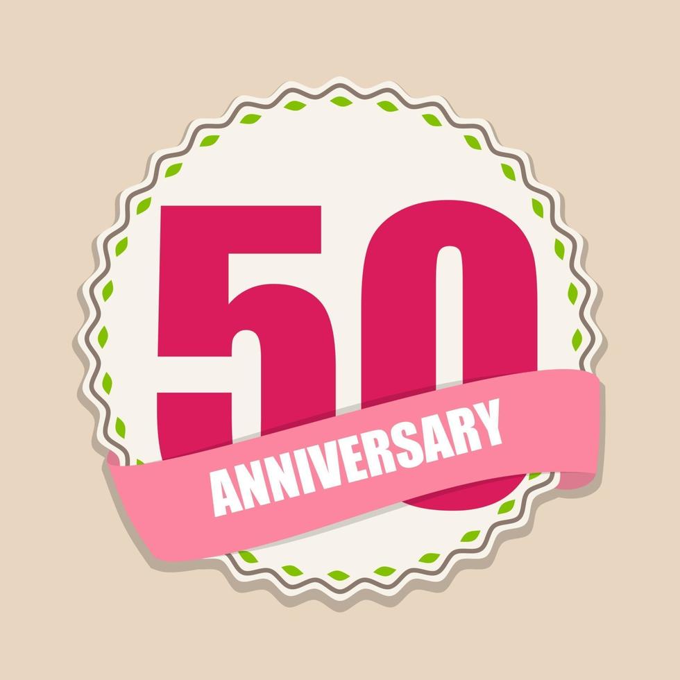 modèle mignon 50 ans anniversaire sign vector illustration