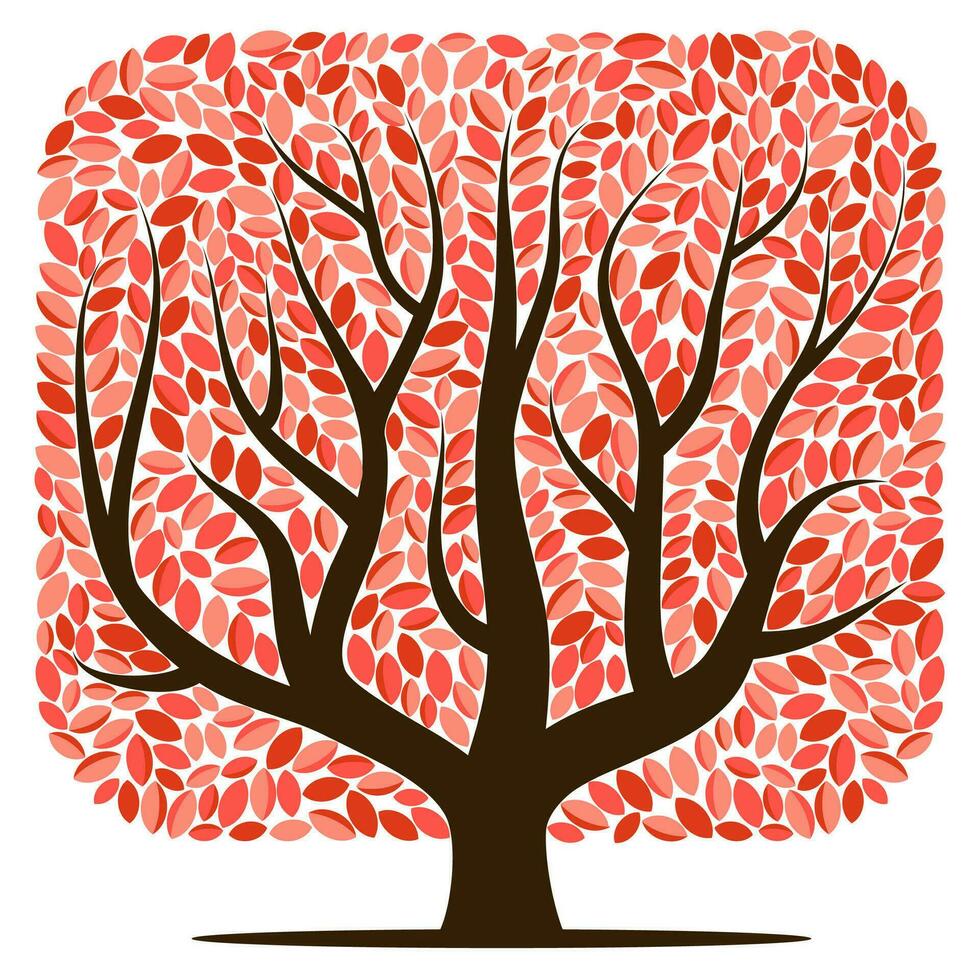 vecteur arbre avec rouge feuilles isolé sur une blanc Contexte