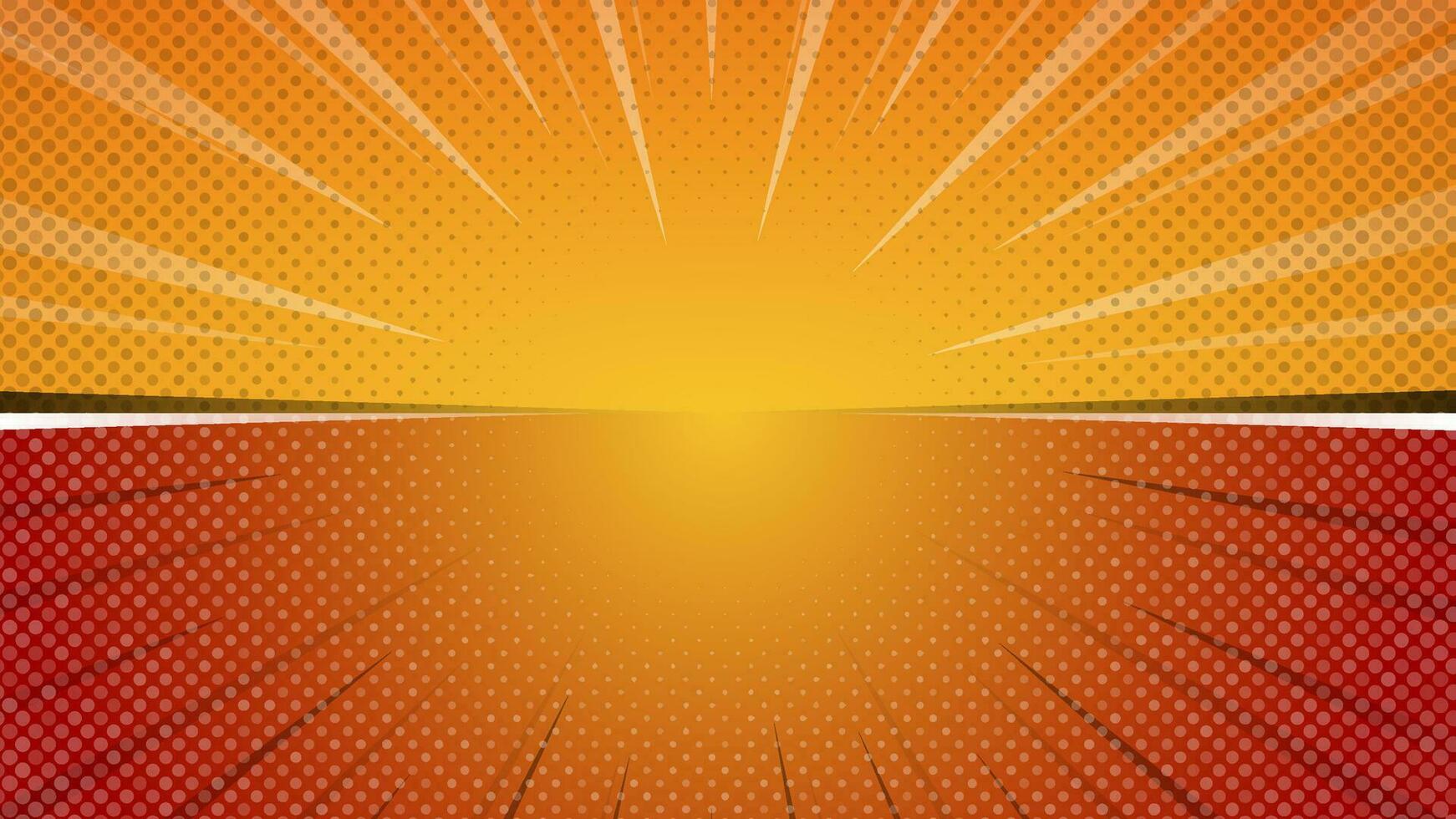 bande dessinée livre Orange Contexte avec des rayons et demi-teinte points. sunburst Contexte illustration pour votre conception. vecteur