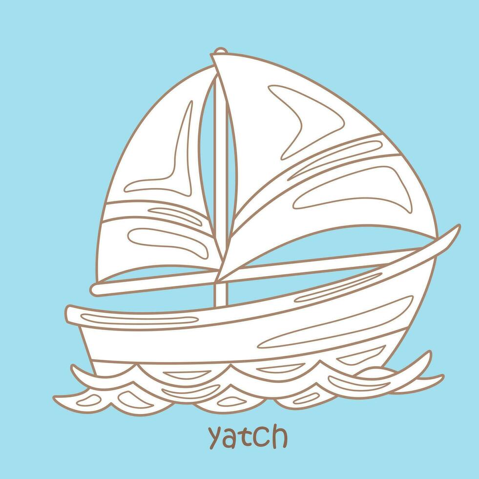 alphabet y pour yatch vocabulaire école leçon dessin animé numérique timbre contour vecteur