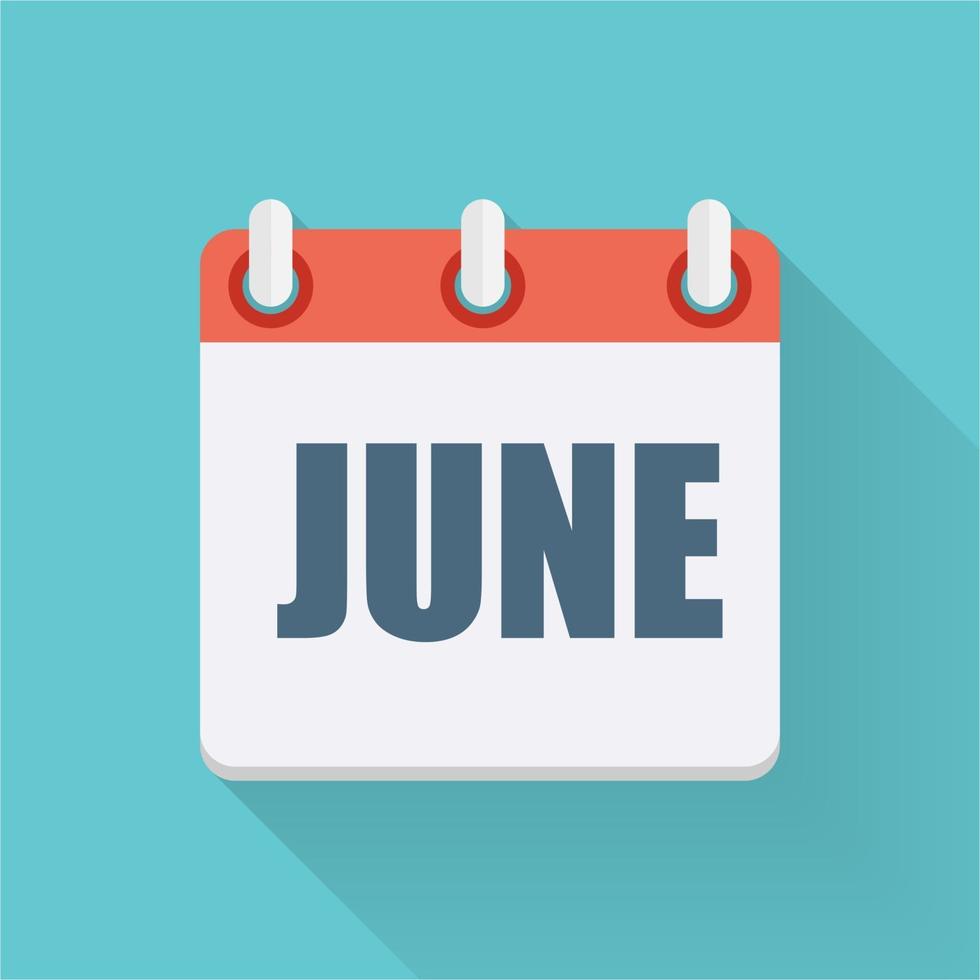 icône plate de dates de juin avec ombre portée. illustration vectorielle vecteur