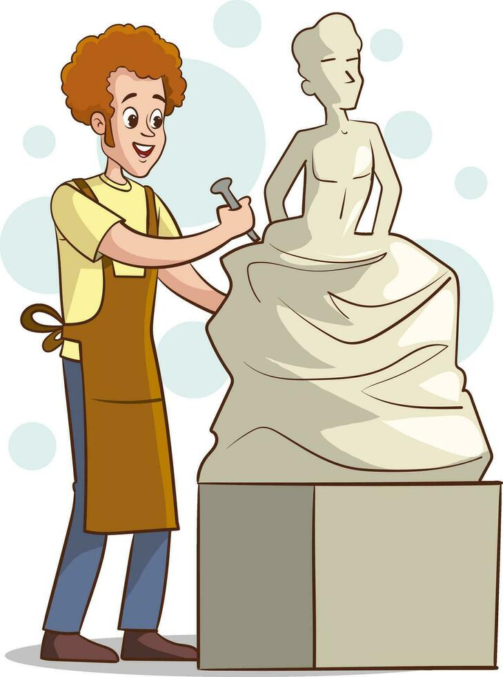 vecteur illustration de une homme sculpture une statue de une femme