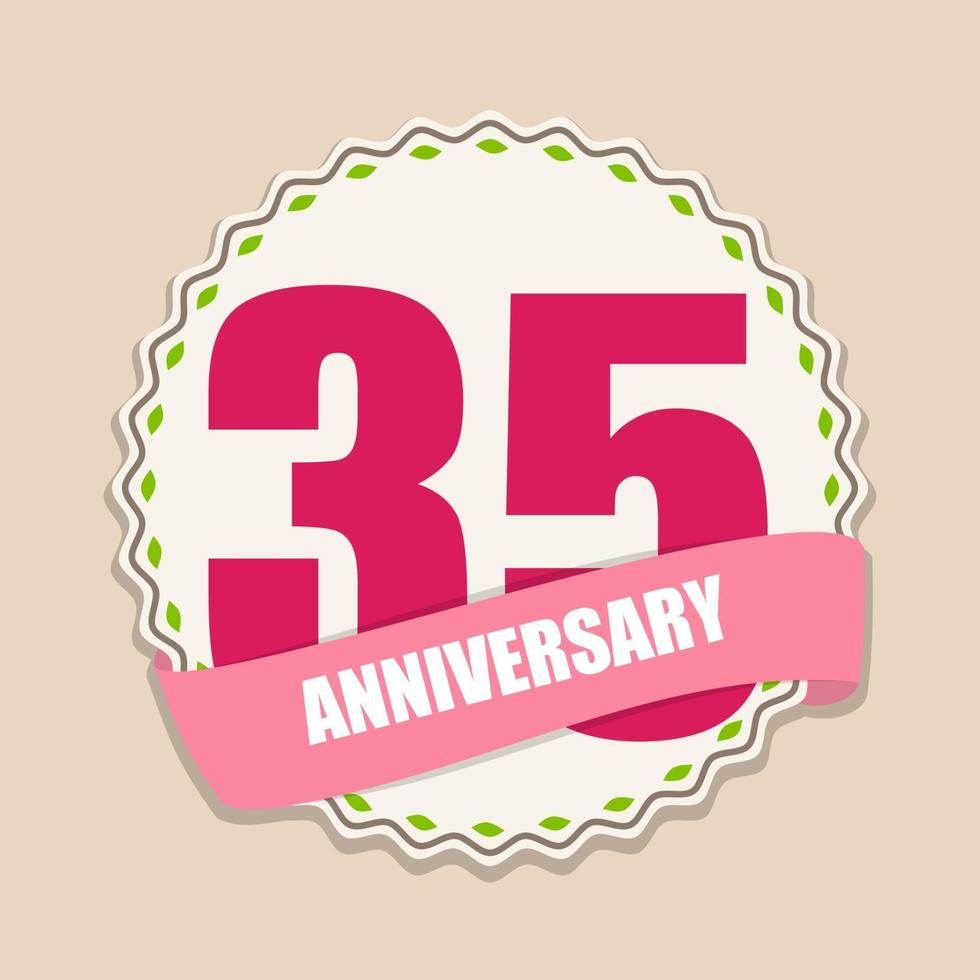 modèle mignon 35 ans anniversaire sign vector illustration