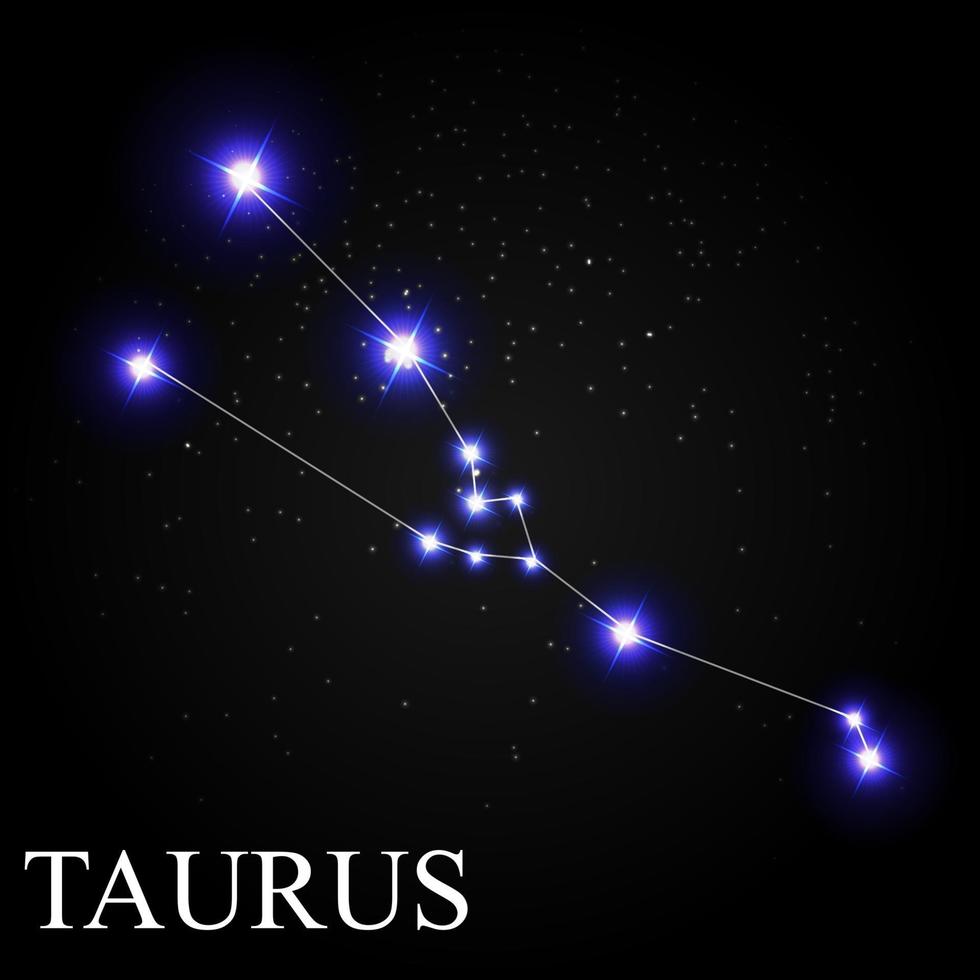 signe du zodiaque taureau avec de belles étoiles brillantes sur fond de ciel cosmique illustration vectorielle vecteur