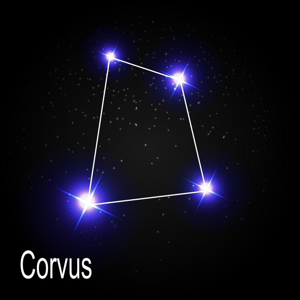 constellation de corvus avec de belles étoiles brillantes sur fond d'illustration vectorielle de ciel cosmique vecteur