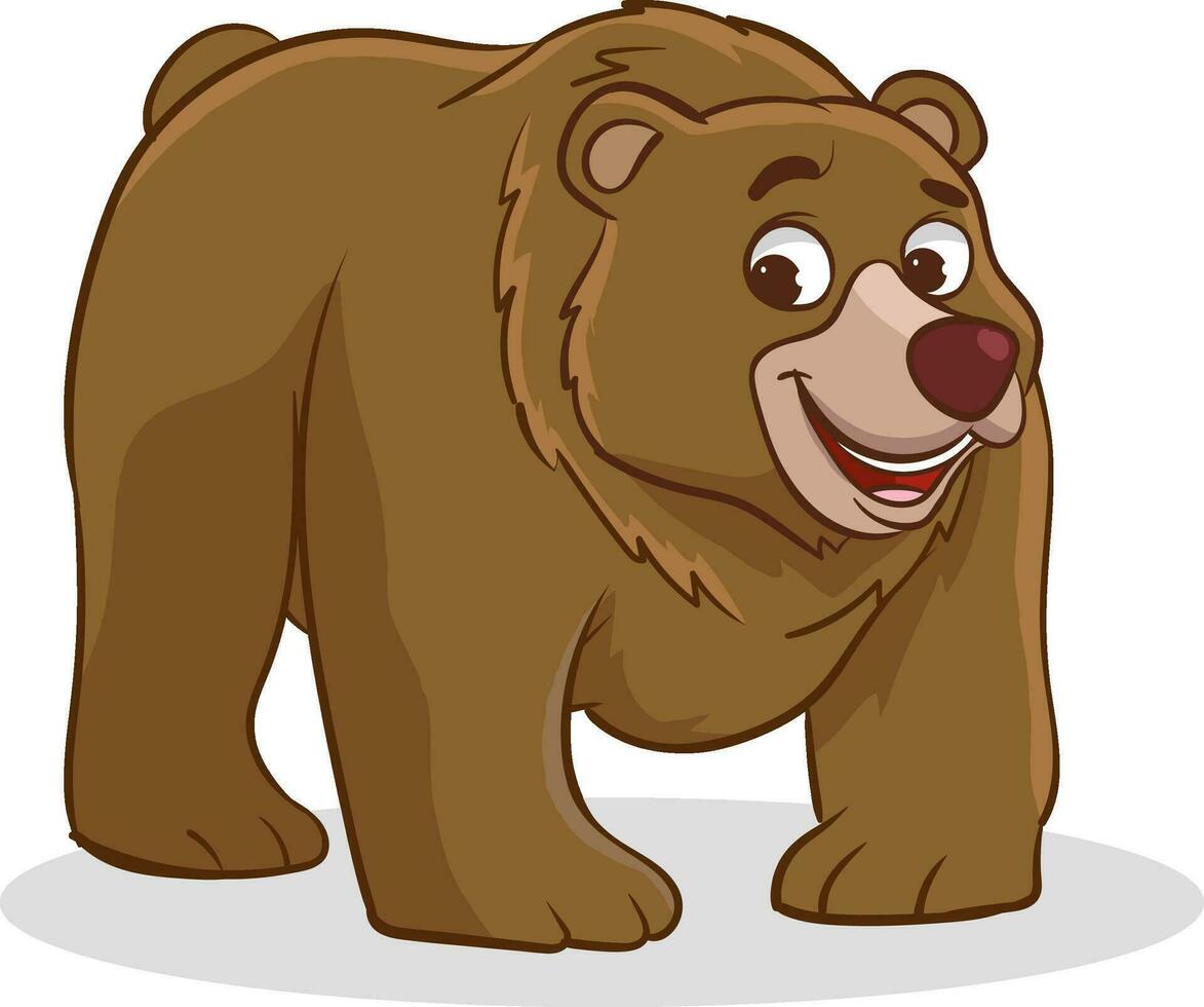 illustration de une marron ours souriant et à la recherche à le caméra vecteur