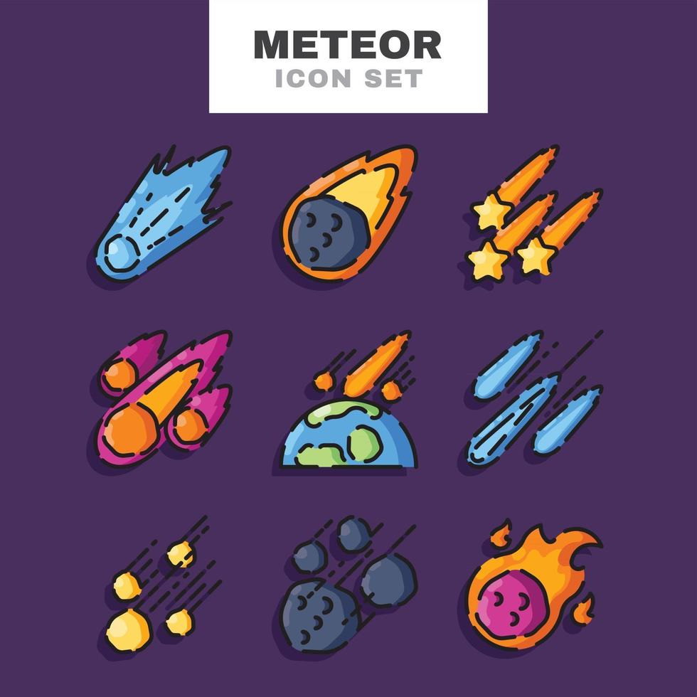 jeu d'icônes de météores vecteur