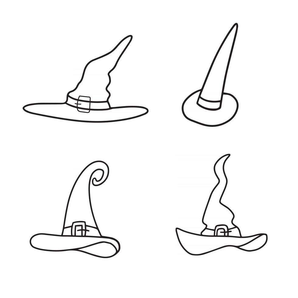 chapeaux de sorcière et de sorcier. le chapeau des sorciers. conception pour halloween, fêtes et vacances. illustration vectorielle dans le style doodle vecteur