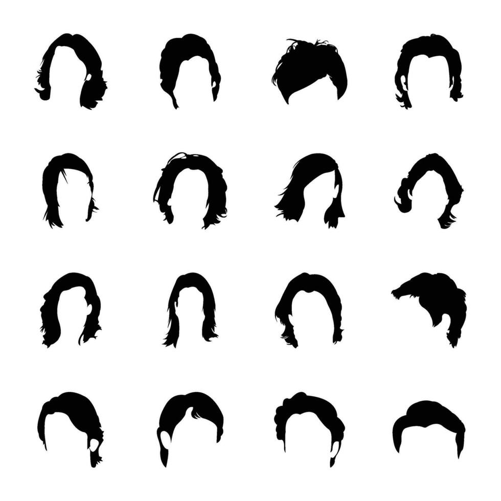 glyphe icône dessins de cheveux vecteur