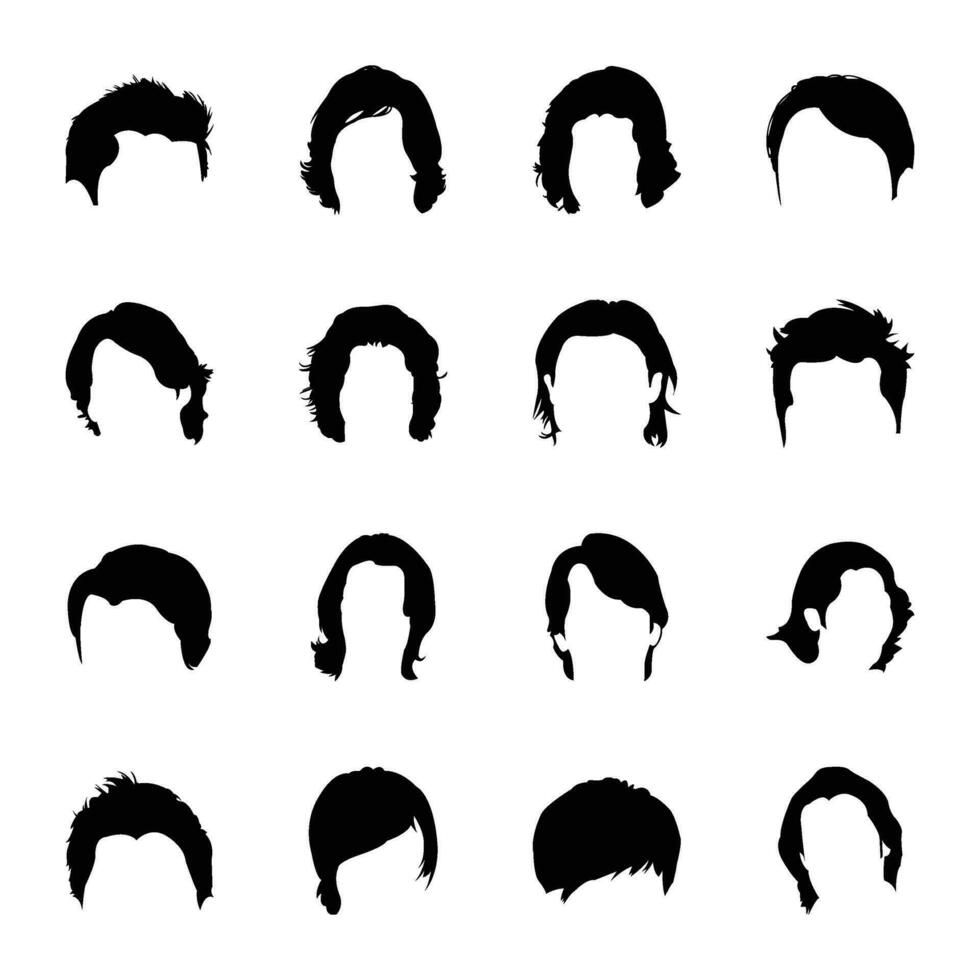 glyphe icône dessins de cheveux vecteur