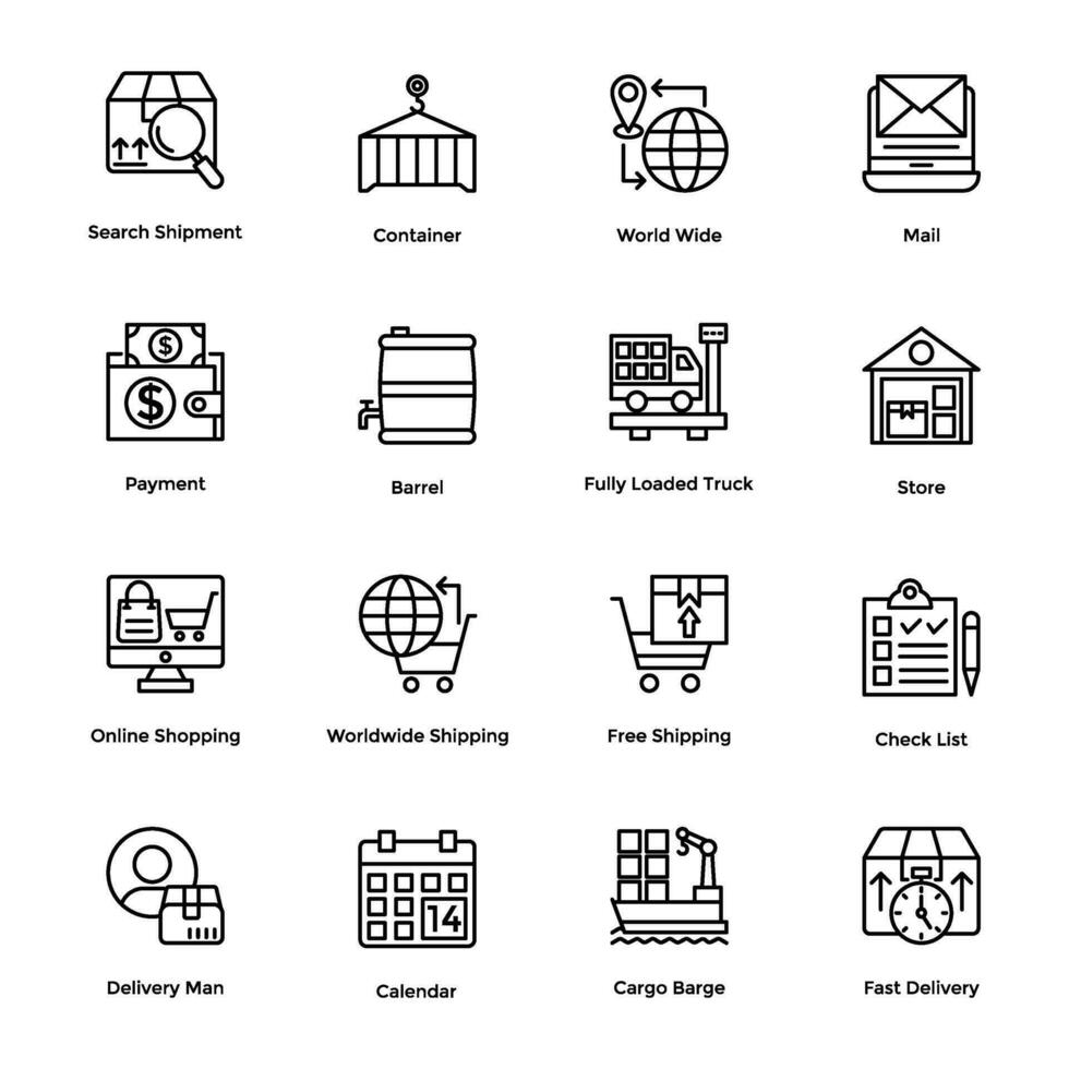 une ensemble de la logistique livraison ligne vecteur Icônes