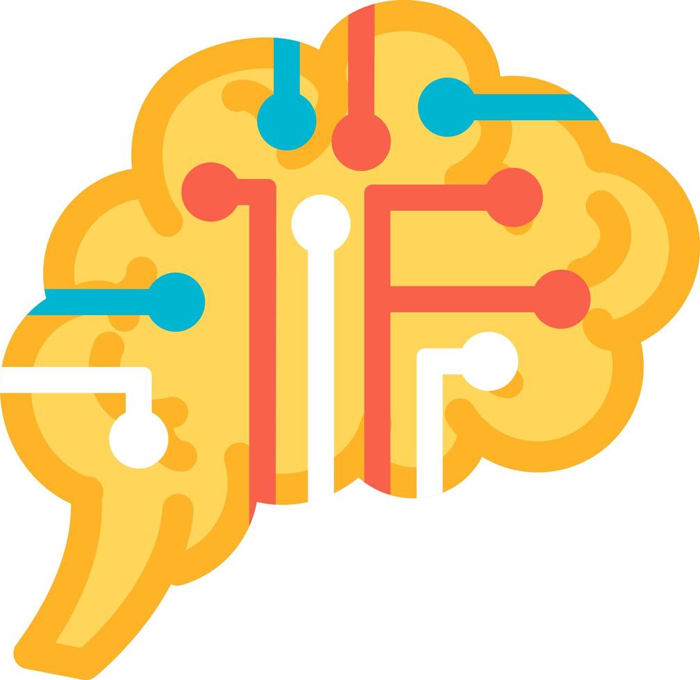 intelligence de fonction du vecteur d'icône de cerveau humain