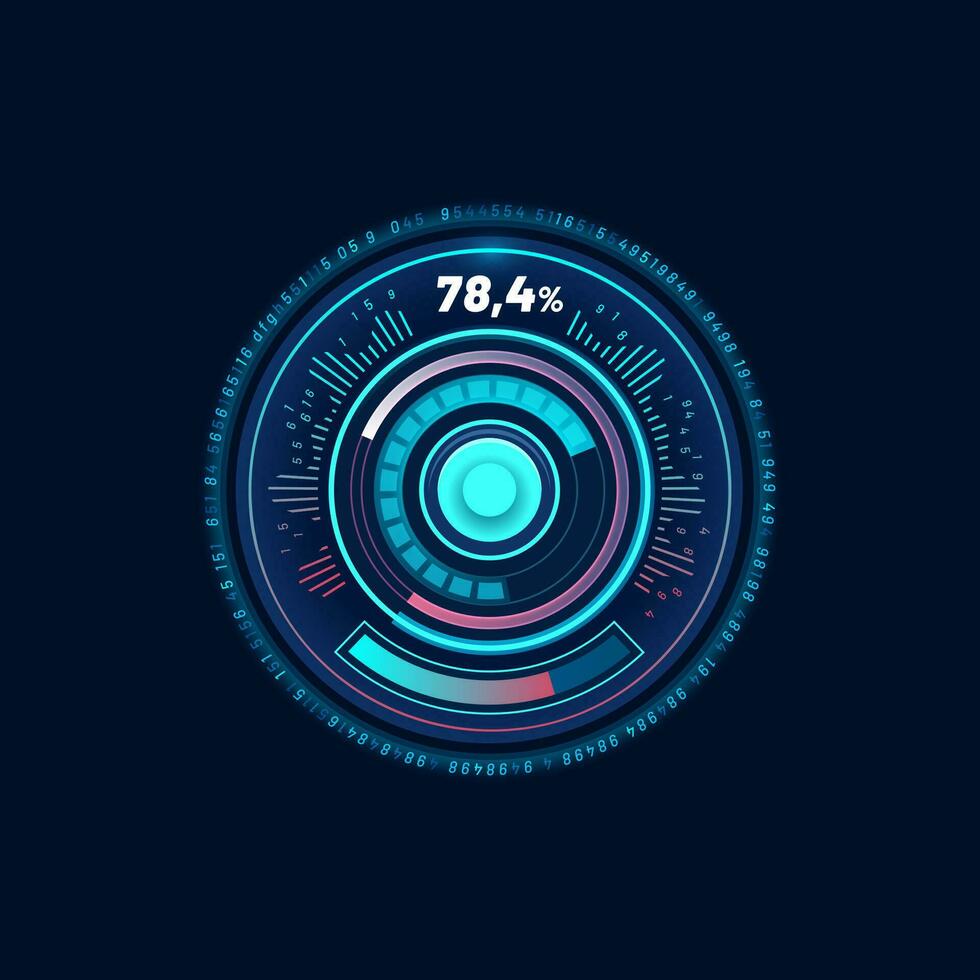 chargement bar néon cadran, voiture la vitesse compteur interface vecteur