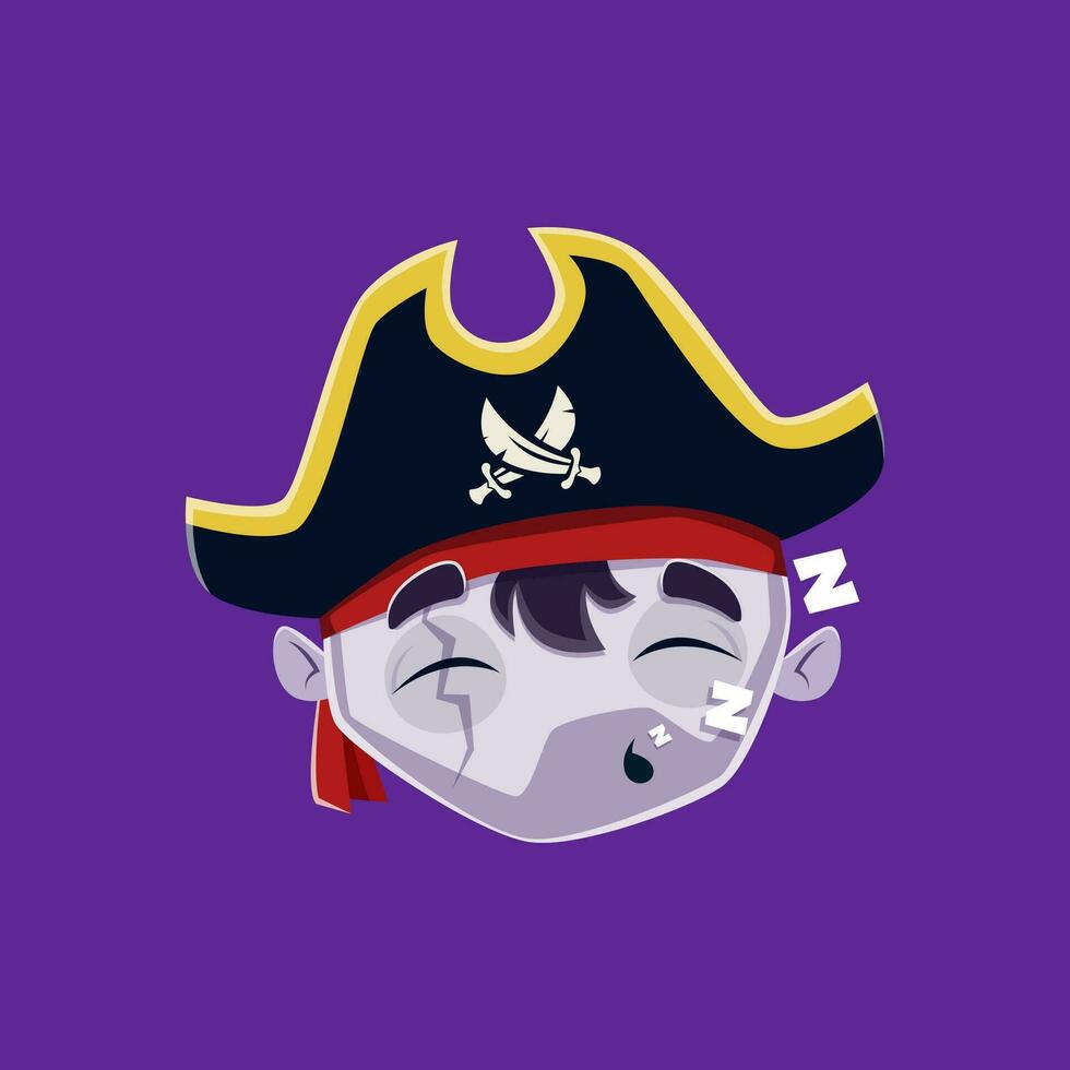 dessin animé Halloween en train de dormir pirate emoji personnage vecteur