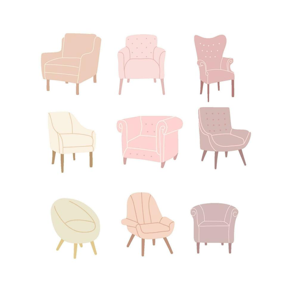 ensemble de pastel canapé chaise vecteur des illustrations