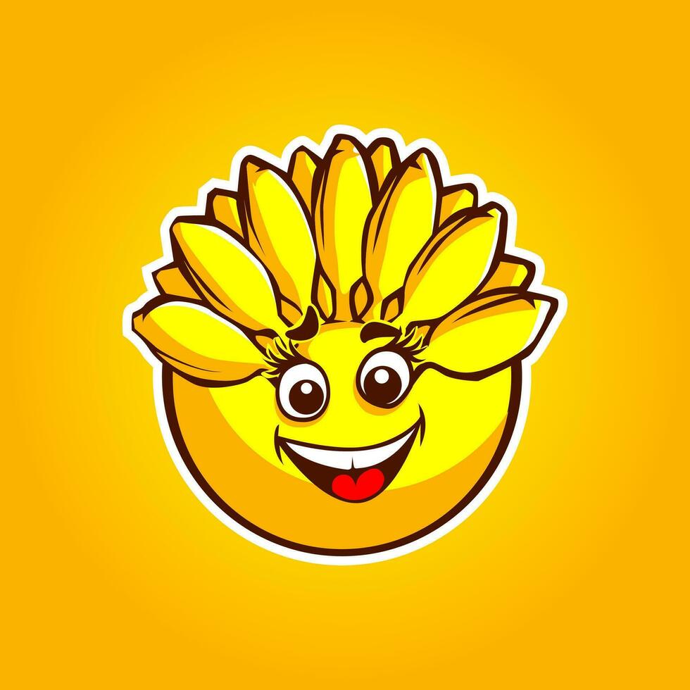 bananes cheveux sourire logo mascotte incroyable illustration pour votre l'image de marque affaires vecteur