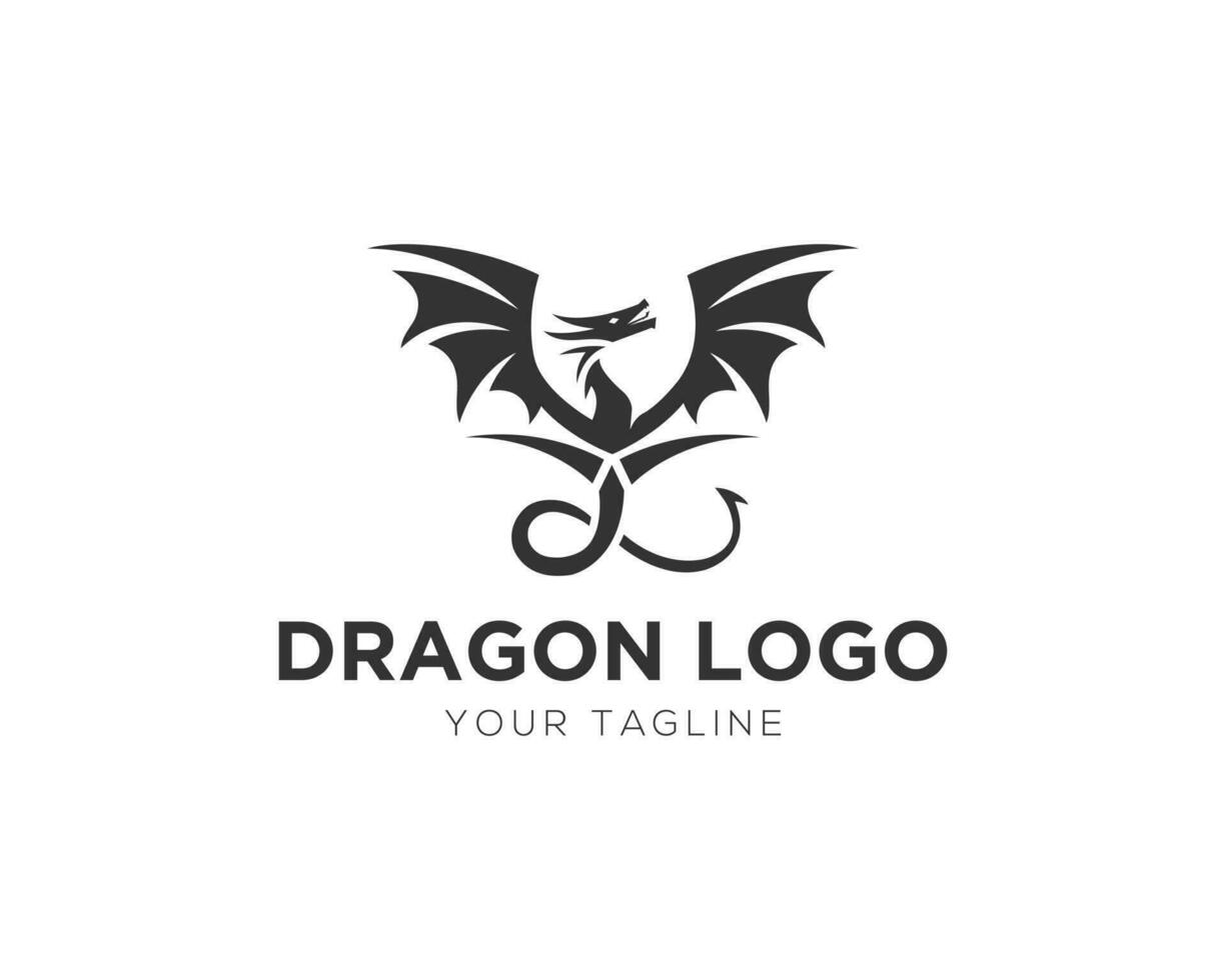 Facile dragons silhouettes logo conception stylisé vecteur illustration.