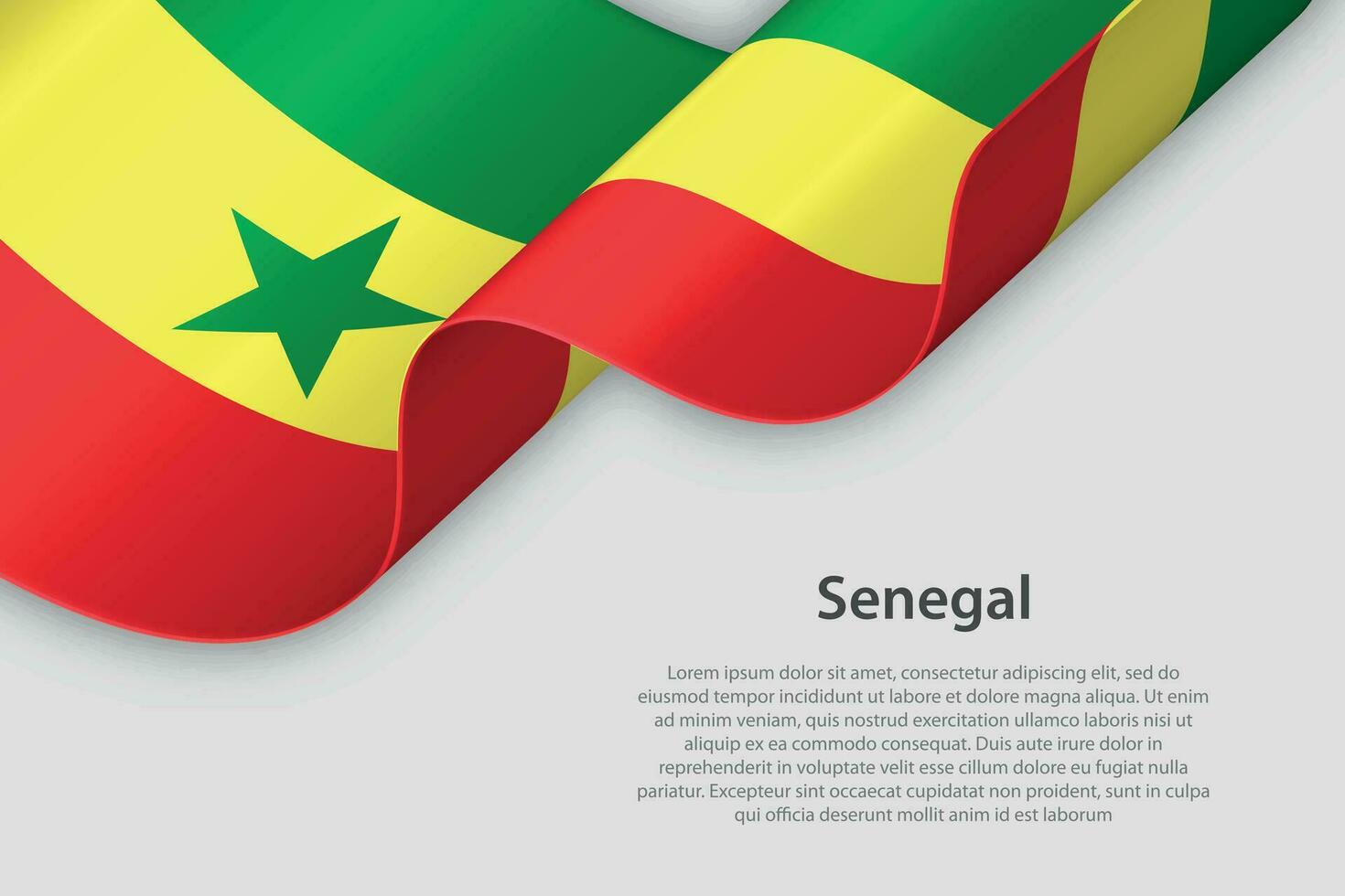 3d ruban avec nationale drapeau Sénégal isolé sur blanc Contexte vecteur