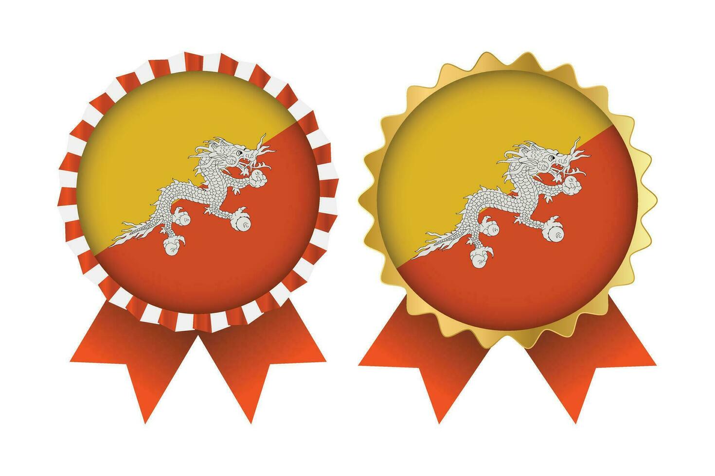 vecteur médaille ensemble dessins de bhoutan modèle