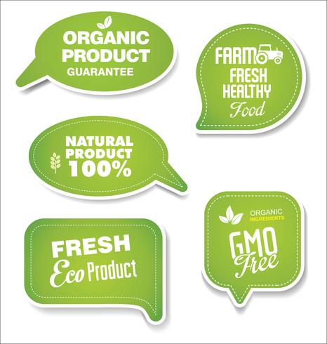 Produits écologiques naturels collection verte d&#39;étiquettes et de badges vecteur