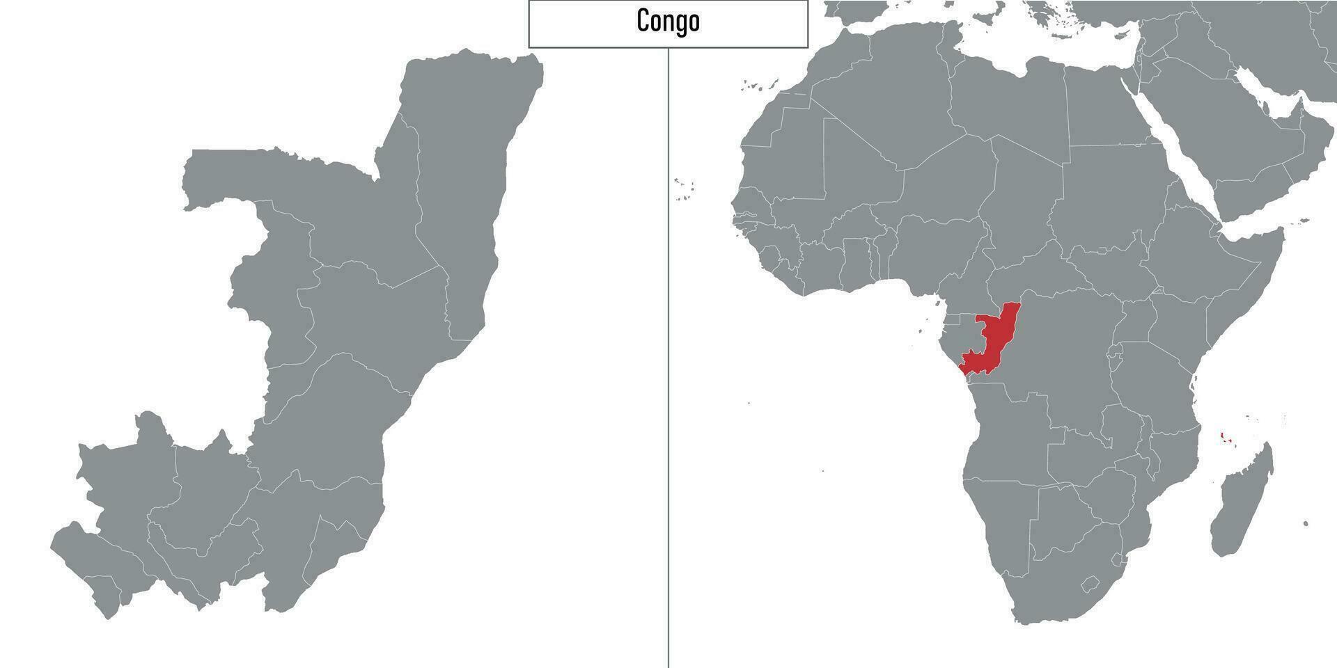 carte de Congo et emplacement sur Afrique carte vecteur