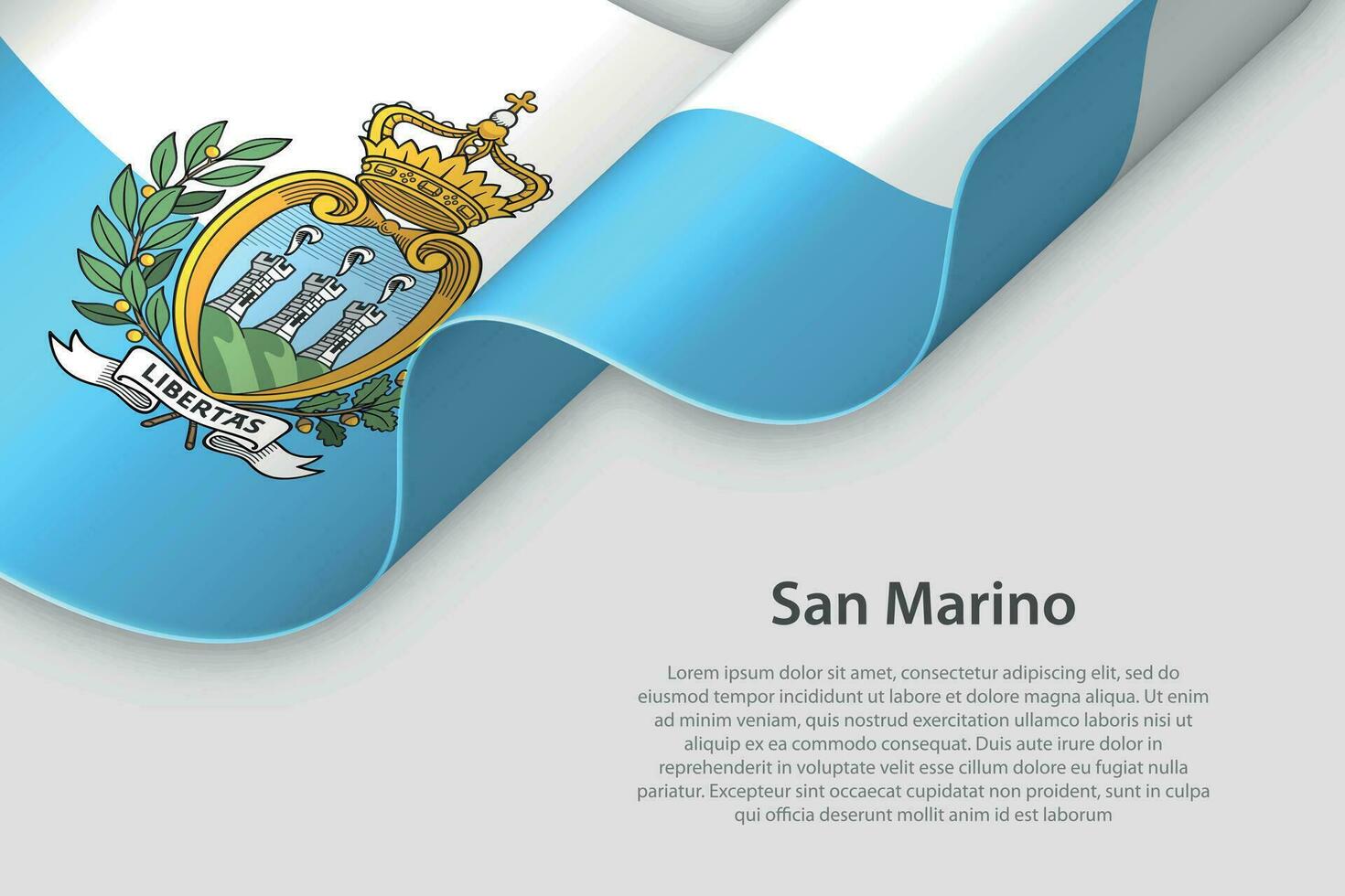 3d ruban avec nationale drapeau san marino isolé sur blanc Contexte vecteur