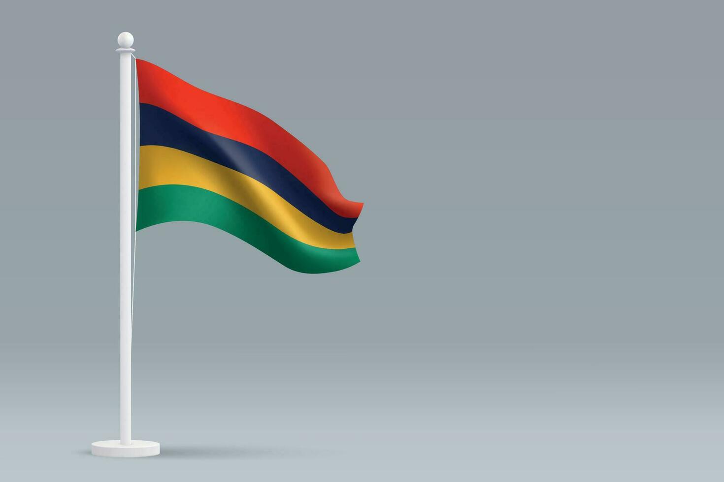 3d réaliste nationale maurice drapeau isolé sur gris Contexte vecteur