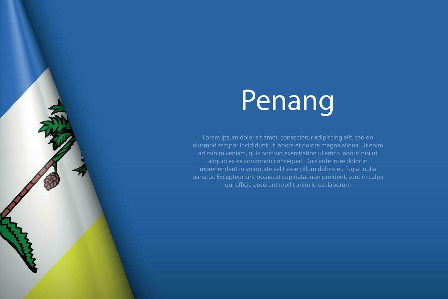drapeau Penang, Etat de Malaisie, isolé sur Contexte avec fond vecteur