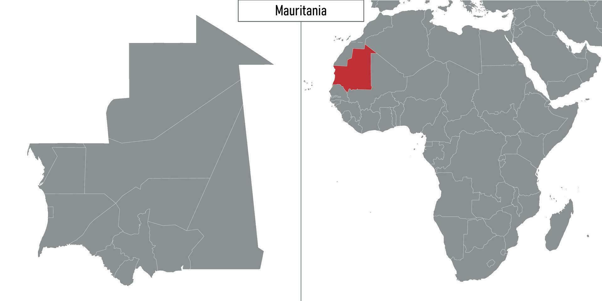 carte de Mauritanie et emplacement sur Afrique carte vecteur