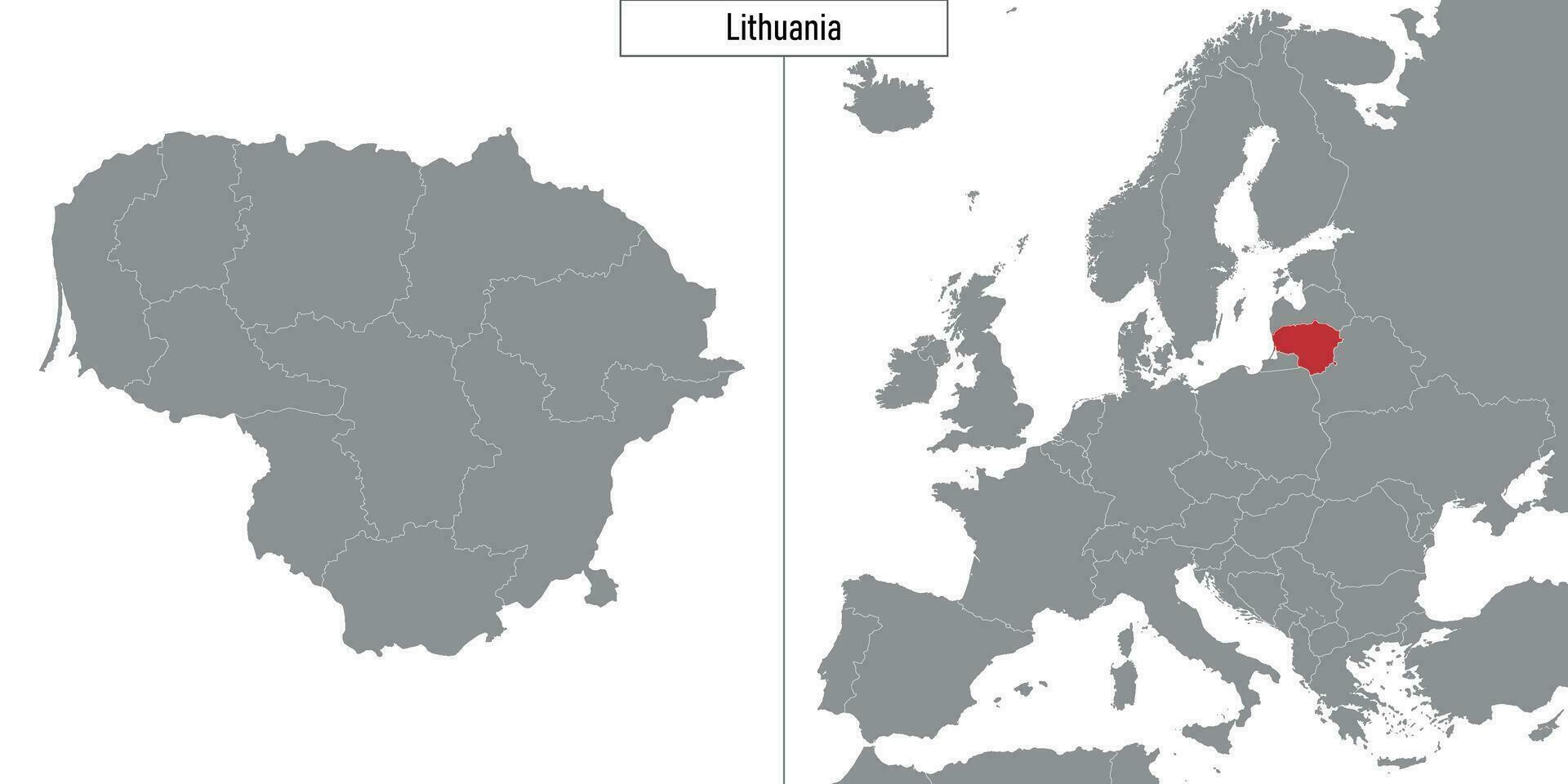 carte de Lituanie et emplacement sur L'Europe  carte vecteur