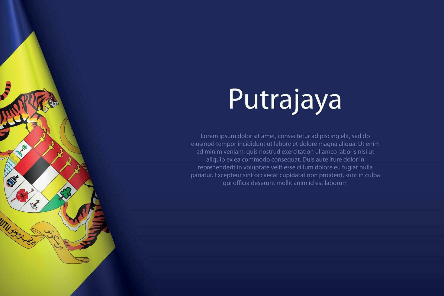 drapeau putrajaya, Etat de Malaisie, isolé sur Contexte avec fond vecteur