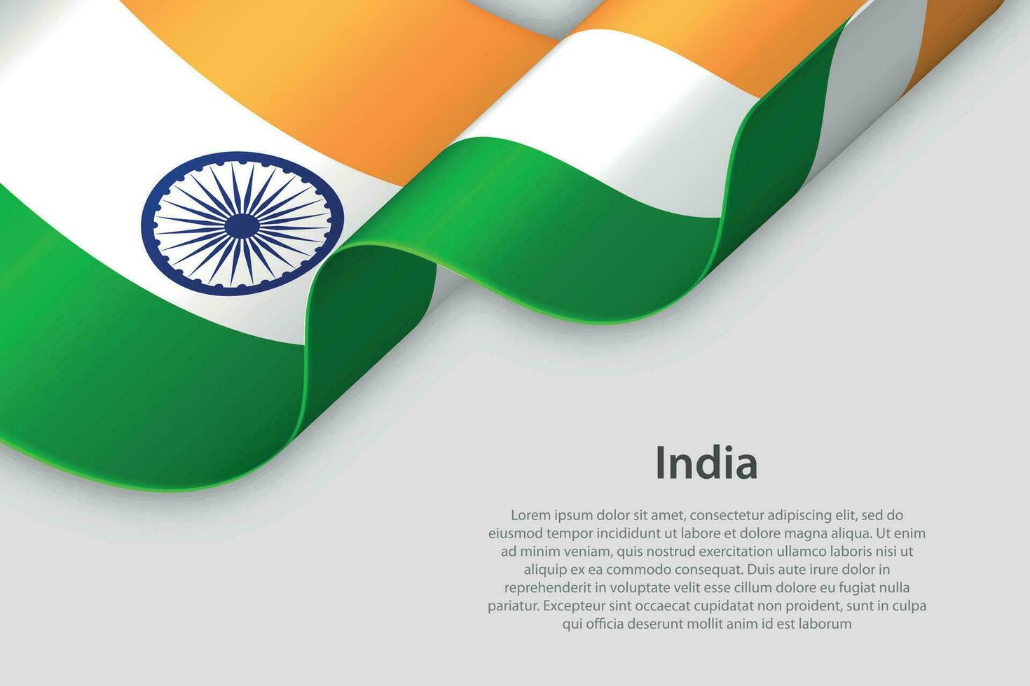 3d ruban avec nationale drapeau Inde isolé sur blanc Contexte vecteur