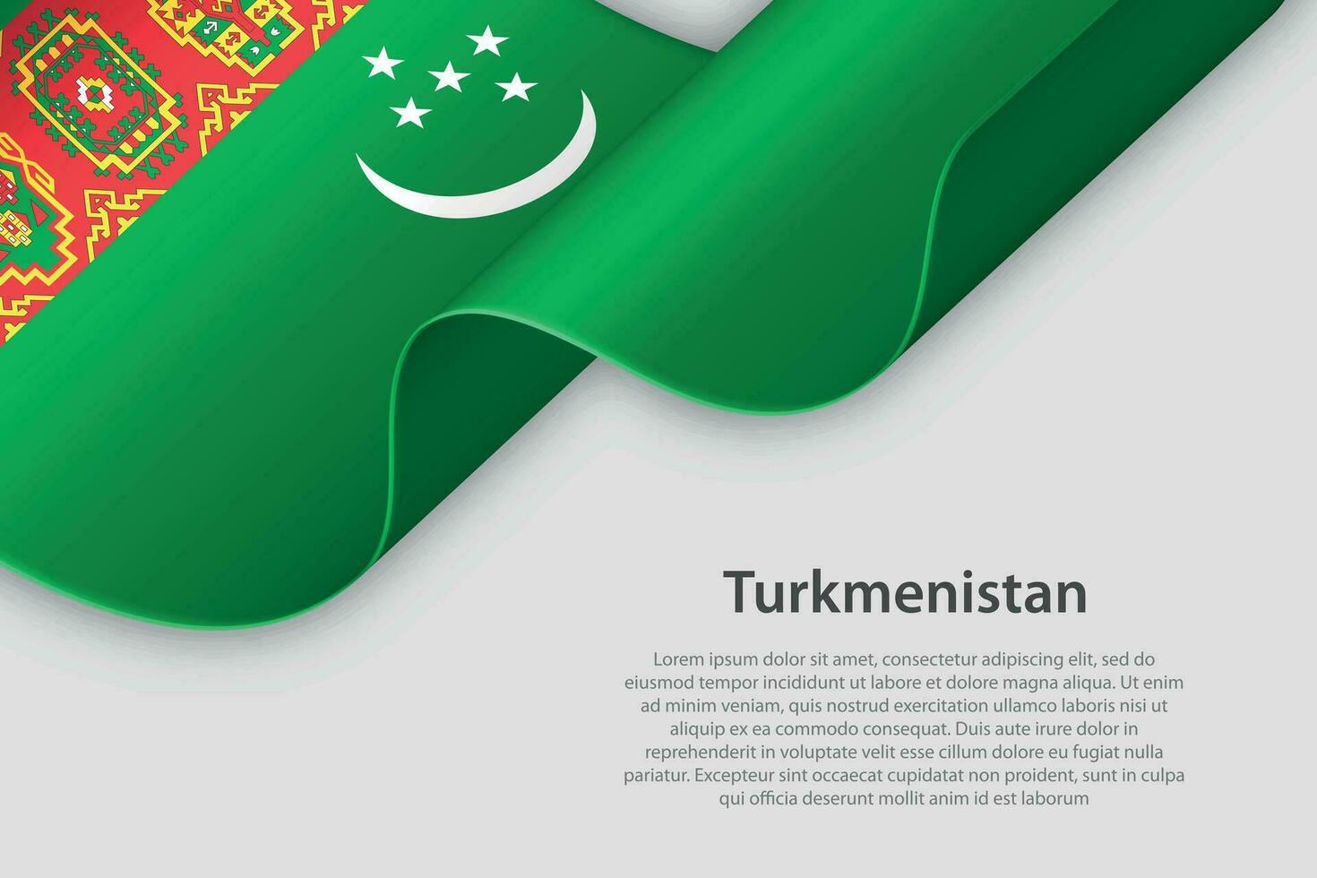 3d ruban avec nationale drapeau turkménistan isolé sur blanc Contexte vecteur