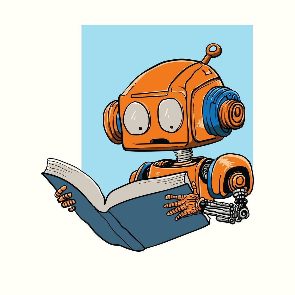 Un Robot Dessinateur De Dessins Animés Illustration de Vecteur