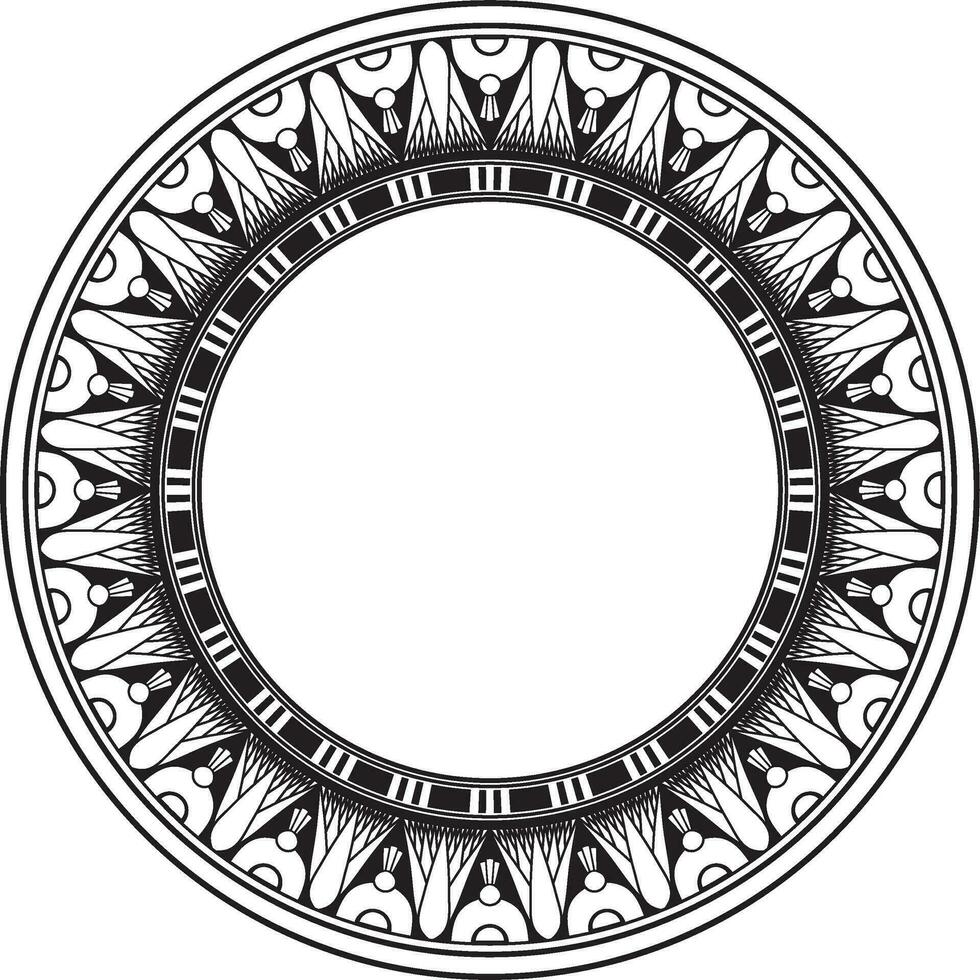 vecteur monochrome noir rond égyptien ornement. interminable cercle, bague de ancien Egypte. géométrique africain Cadre