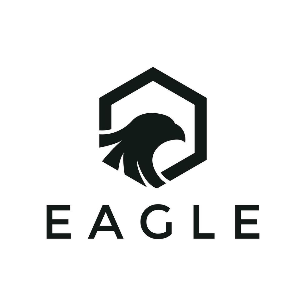 Aigle tête avec hexagone concept logo conception vecteur