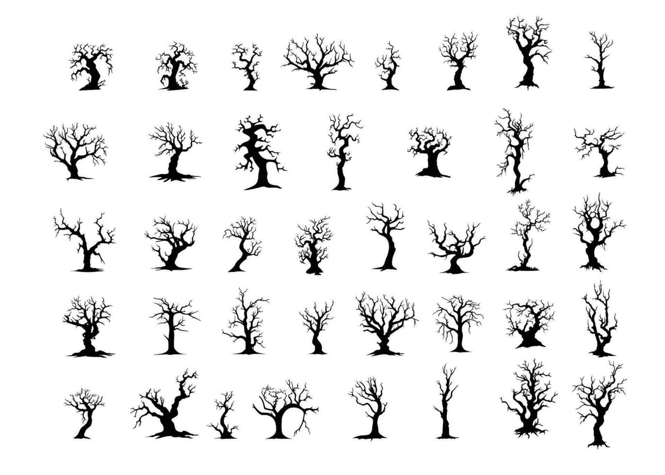 mort arbre silhouette sur blanc vecteur