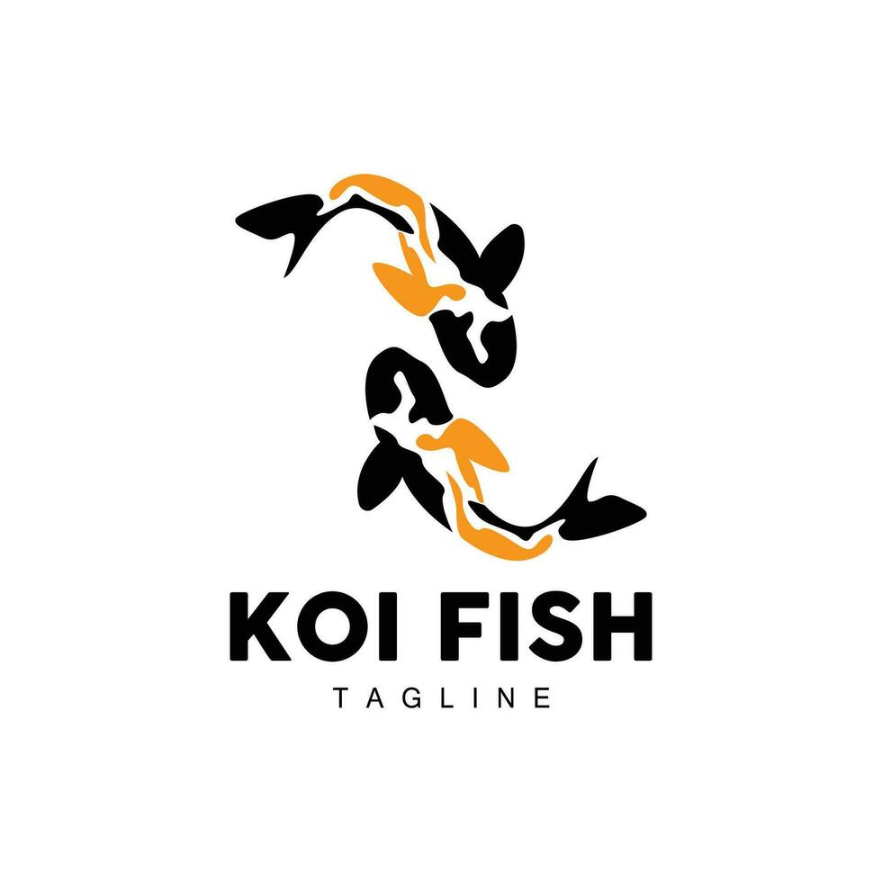 création de logo de poisson koi, vecteur de poisson d'ornement chanceux et triomphal chinois, icône de poisson d'or de marque d'entreprise