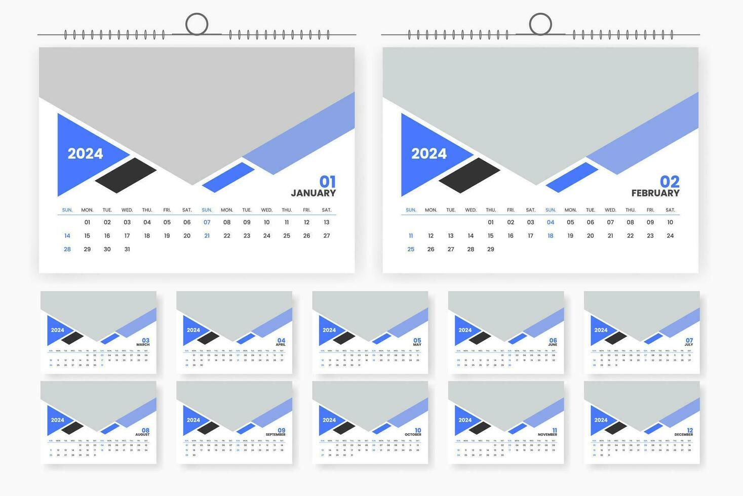 moderne 2024 bureau calendrier modèle conception vecteur